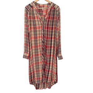 Free People Womens Loralei Plaid Tunic Shirt Dress Size M Boho Indie Cottagecore